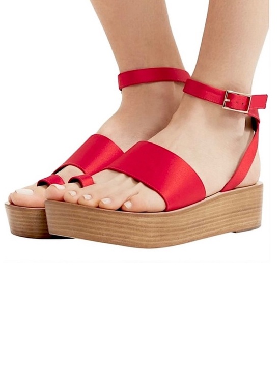 Tibi Shoes - Tibi Janie Satin Flatform Sandal Red Satin Size 8